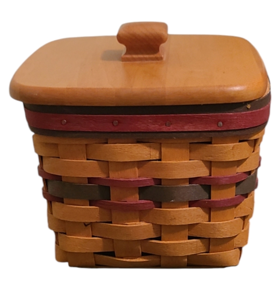 Longaberger Basket Wood Lid Plastic Insert Small Slanted Signed By Artist
